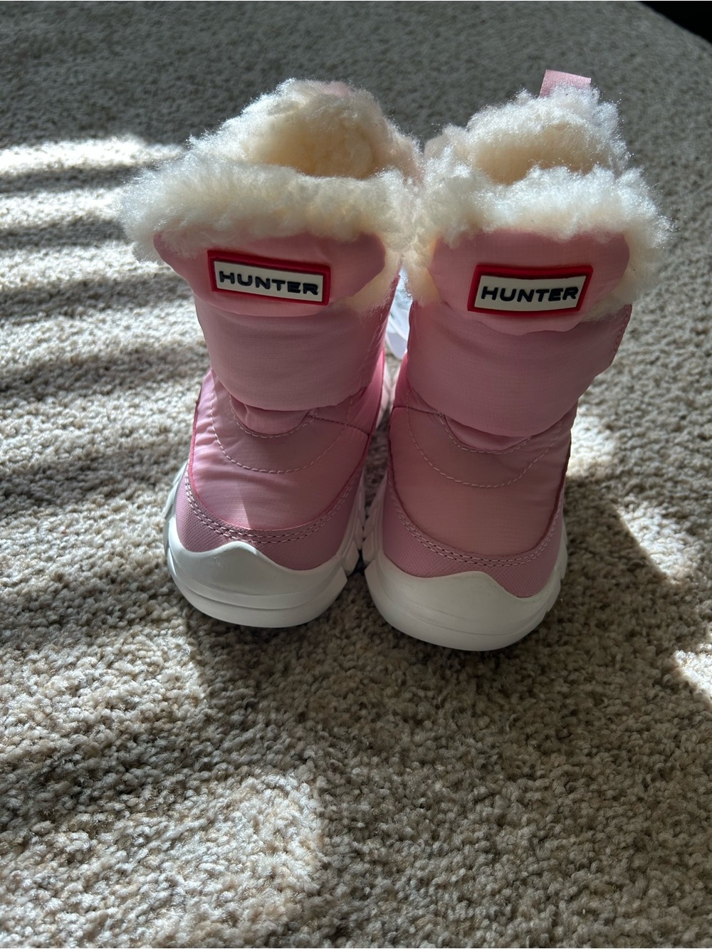 Hunter Kids Pink Faux-Fur Lined Snow Boots